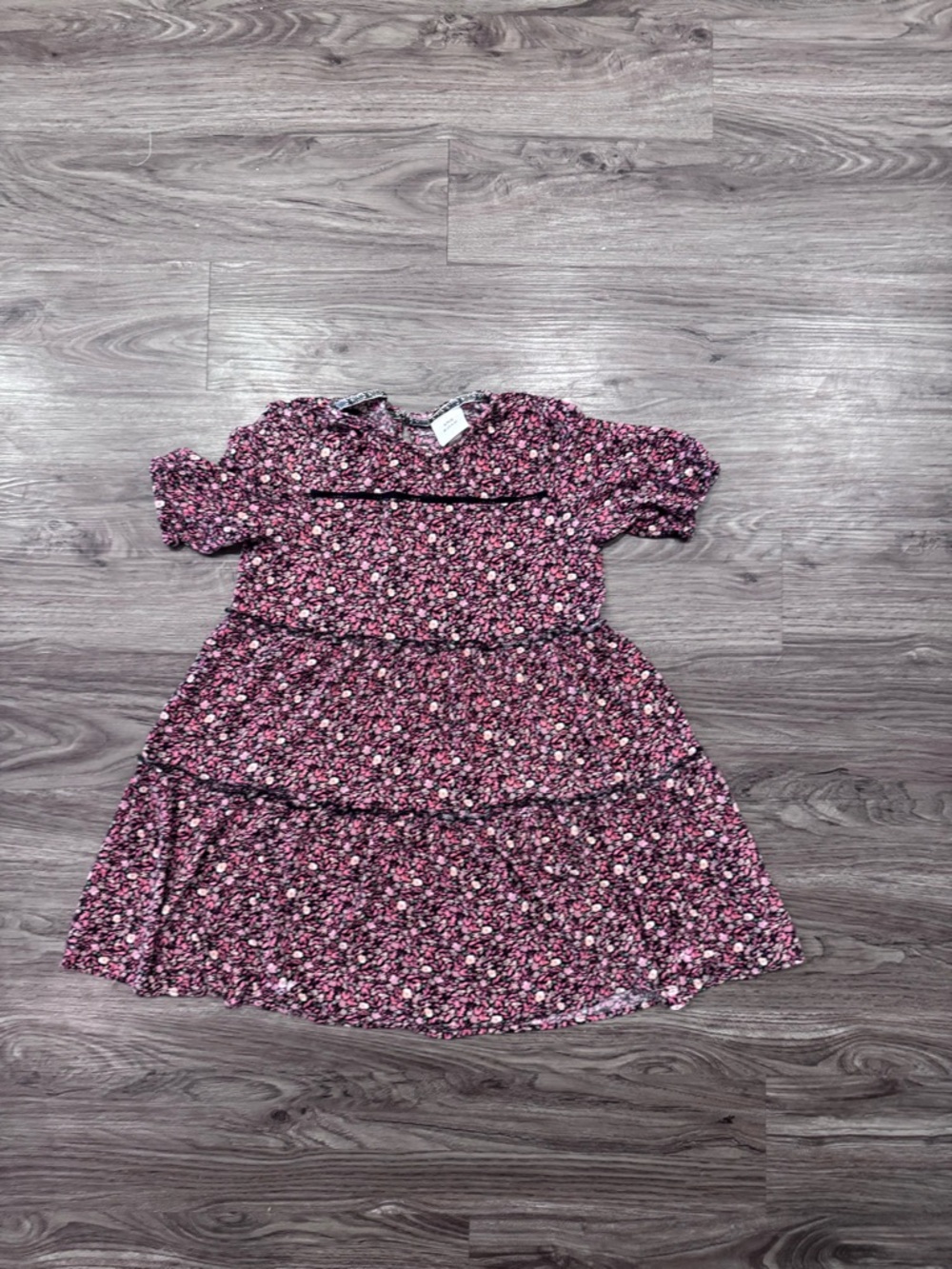 Knox Rose Pink Floral Tiered Dress with Puff Sleeves
